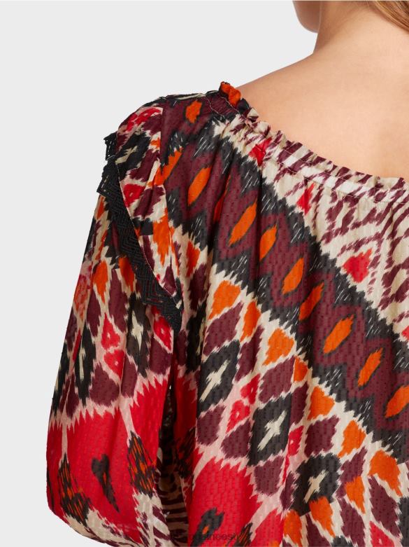 Marc Cain Riietus trükitud viskoosist minikleit J8DT65 sügav punane