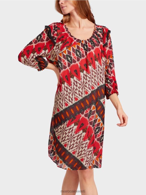 Marc Cain Riietus trükitud viskoosist minikleit J8DT65 sügav punane