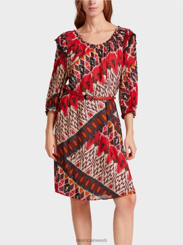 Marc Cain Riietus trükitud viskoosist minikleit J8DT65 sügav punane