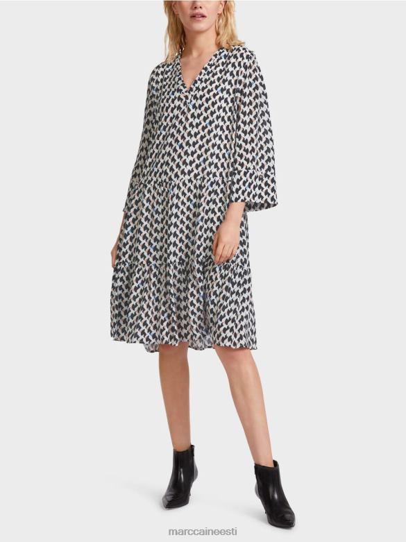 Marc Cain Riietus trükitud volangidega kleit J8DT53 kesköösinine