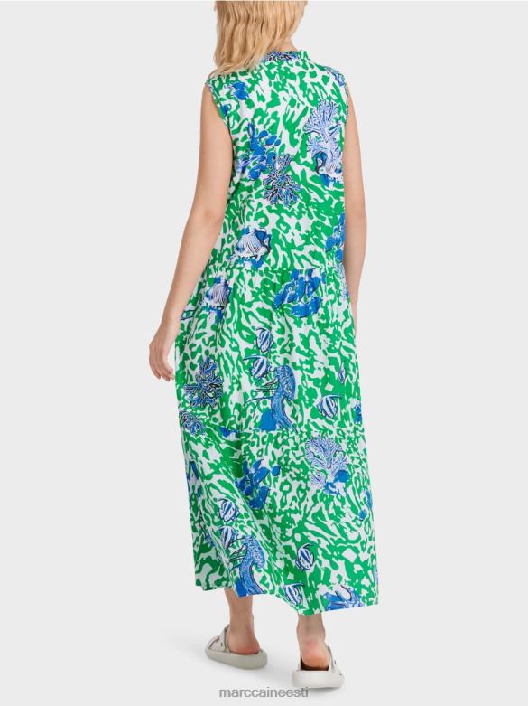 Marc Cain Riietus trükitud volangidega kleit J8DT54 särav basiiliku leht