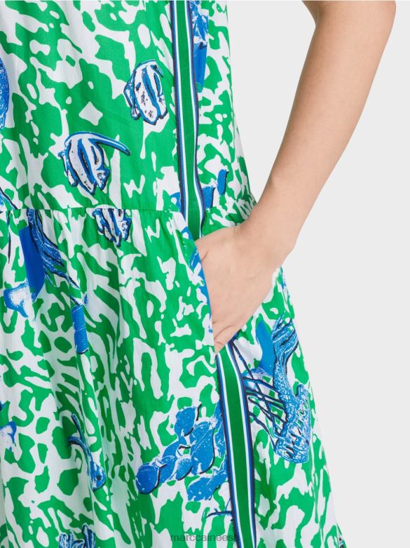 Marc Cain Riietus trükitud volangidega kleit J8DT54 särav basiiliku leht