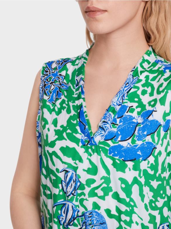 Marc Cain Riietus trükitud volangidega kleit J8DT54 särav basiiliku leht