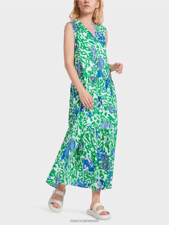 Marc Cain Riietus trükitud volangidega kleit J8DT54 särav basiiliku leht