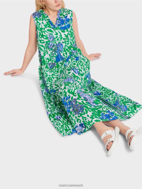 Marc Cain Riietus trükitud volangidega kleit J8DT54 särav basiiliku leht