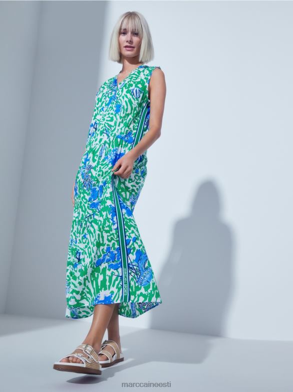 Marc Cain Riietus trükitud volangidega kleit J8DT54 särav basiiliku leht