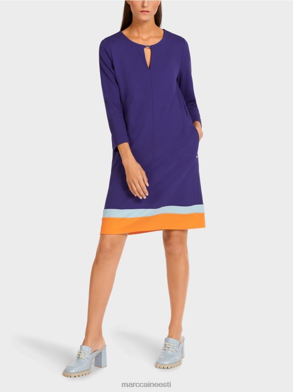 Marc Cain Riietus värviblokeeritud alläärega kleit J8DT140 kuninglik lilla