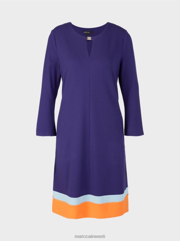 Marc Cain Riietus värviblokeeritud alläärega kleit J8DT140 kuninglik lilla