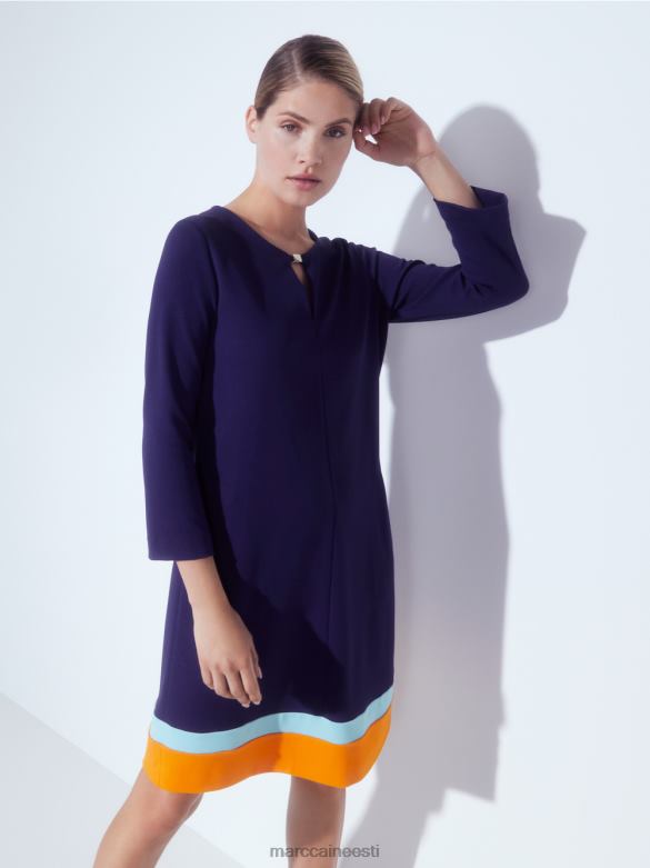 Marc Cain Riietus värviblokeeritud alläärega kleit J8DT140 kuninglik lilla