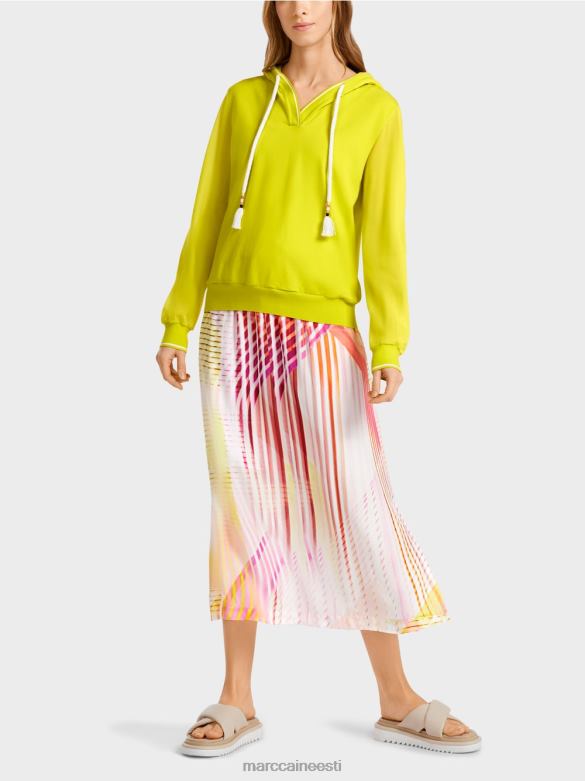 Marc Cain Riietus Saksamaal kootud kapuutsiga kampsun J8DT1138 kerge limeaad