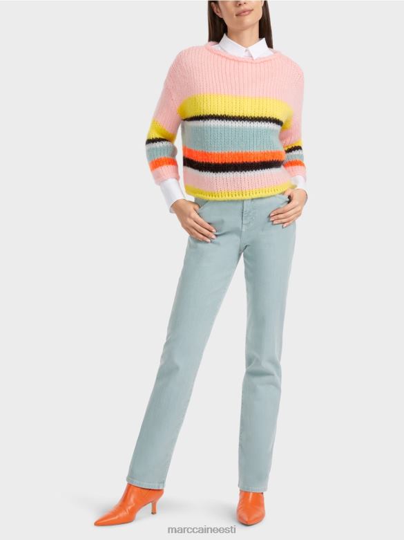 Marc Cain Riietus Saksamaal kootud triibuline kampsun J8DT1116 pehme sidrun