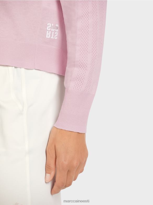 Marc Cain Riietus elegantne peene kootud v-kaelusega kampsun J8DT1156 hele lavendel