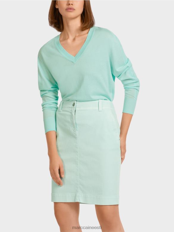 Marc Cain Riietus elegantne peene kootud v-kaelusega kampsun J8DT1170 pehme katuseaken