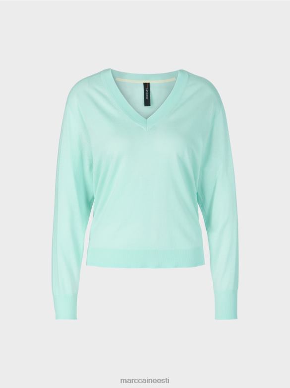 Marc Cain Riietus elegantne peene kootud v-kaelusega kampsun J8DT1170 pehme katuseaken