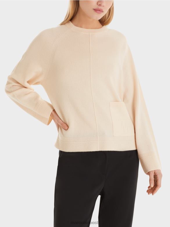 Marc Cain Riietus elegantne villane ja kašmiir kampsun J8DT1196 kreem