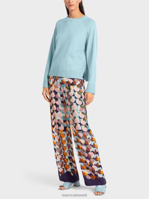 Marc Cain Riietus elegantne villane ja kašmiir kampsun J8DT1206 atmosfääri sinine