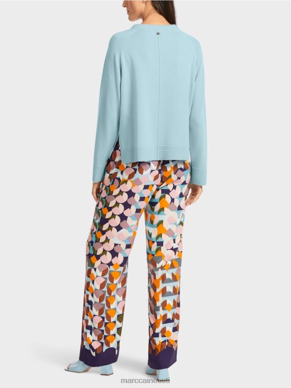 Marc Cain Riietus elegantne villane ja kašmiir kampsun J8DT1206 atmosfääri sinine