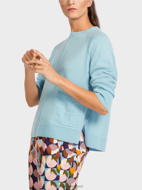 Marc Cain Riietus elegantne villane ja kašmiir kampsun J8DT1206 atmosfääri sinine