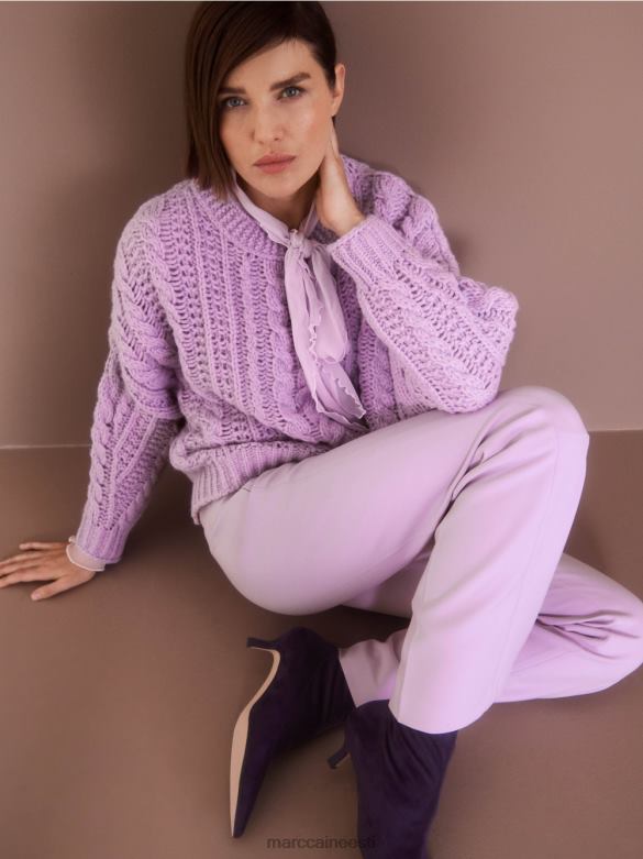 Marc Cain Riietus kaabliga kootud kampsun, kootud Saksamaal J8DT1041 särav lavendel