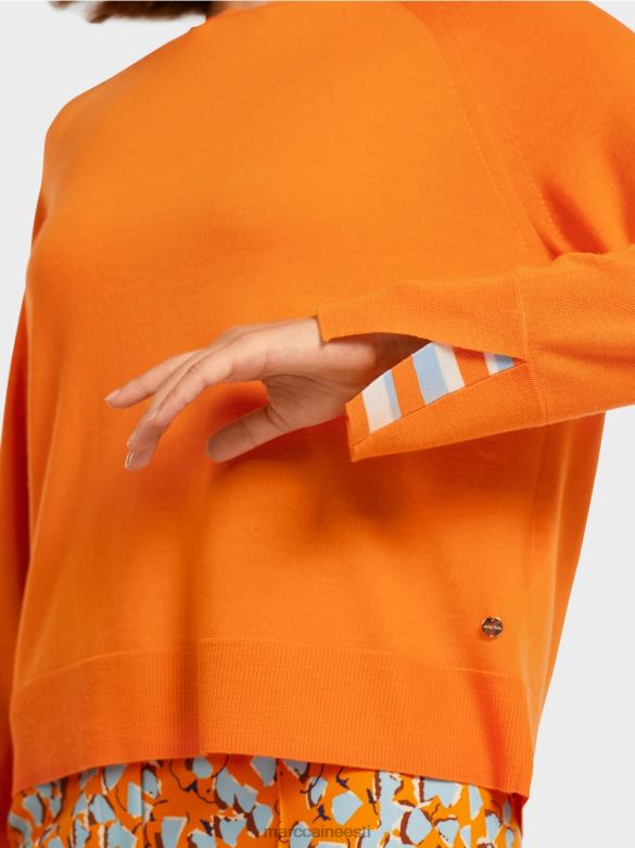Marc Cain Riietus koo kontrastse varrukalõhikuga kampsun J8DT1209 selge oranž