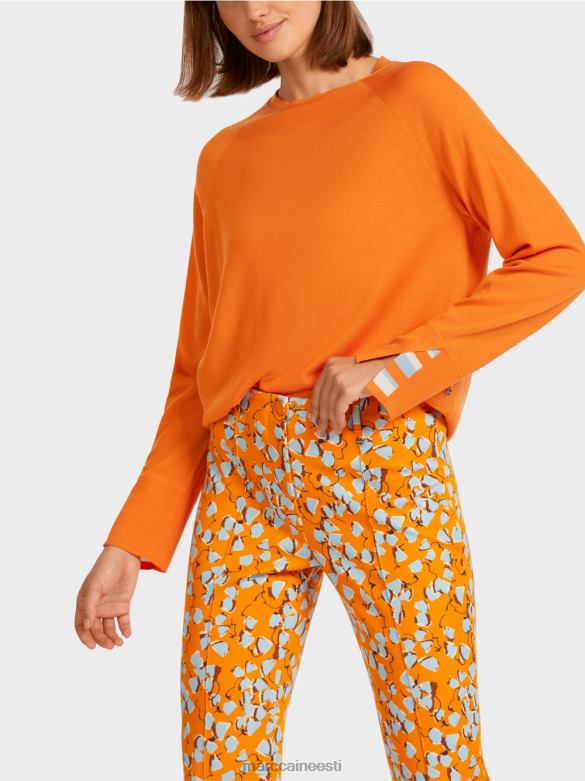 Marc Cain Riietus koo kontrastse varrukalõhikuga kampsun J8DT1209 selge oranž