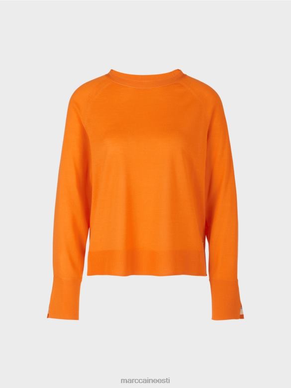 Marc Cain Riietus koo kontrastse varrukalõhikuga kampsun J8DT1209 selge oranž