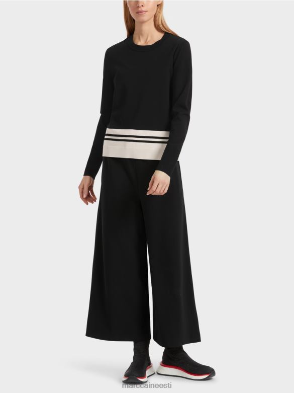 Marc Cain Riietus \"koos ümber mõtlema\" villane kampsun J8DT1052 must ja valge