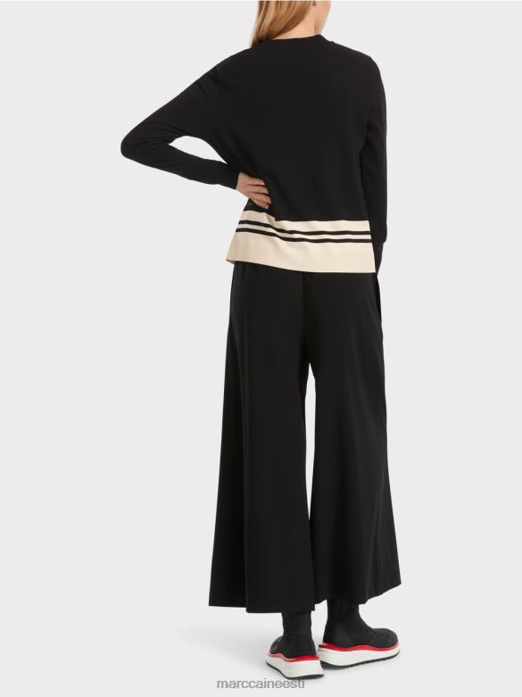 Marc Cain Riietus \"koos ümber mõtlema\" villane kampsun J8DT1052 must ja valge