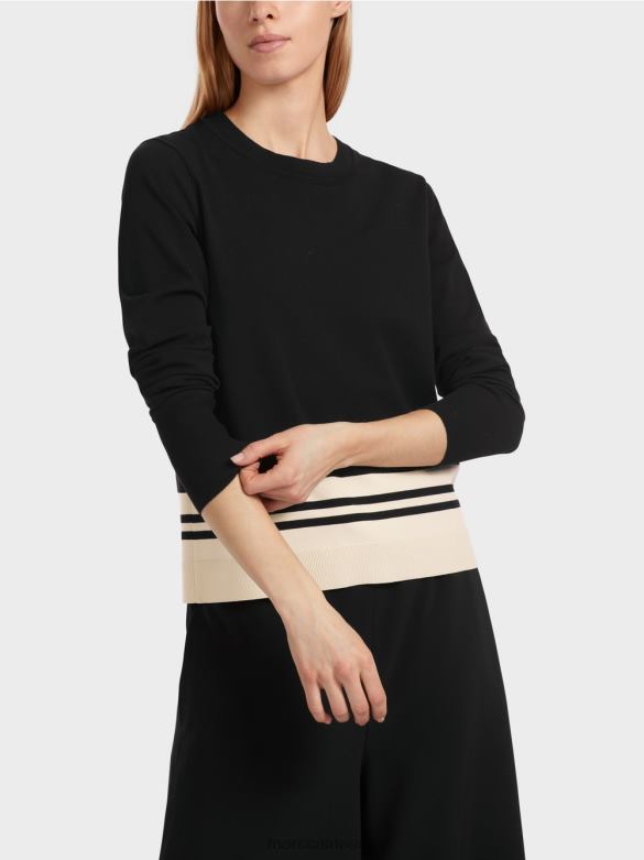 Marc Cain Riietus \"koos ümber mõtlema\" villane kampsun J8DT1052 must ja valge