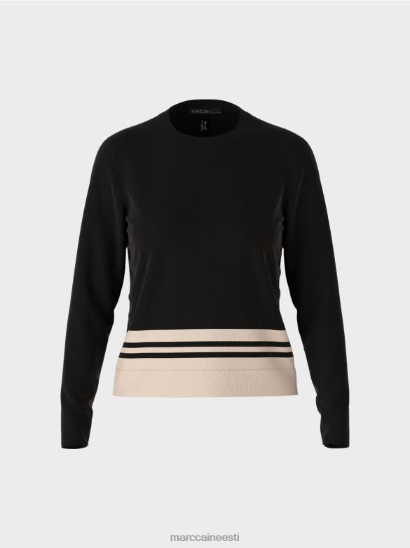 Marc Cain Riietus \"koos ümber mõtlema\" villane kampsun J8DT1052 must ja valge