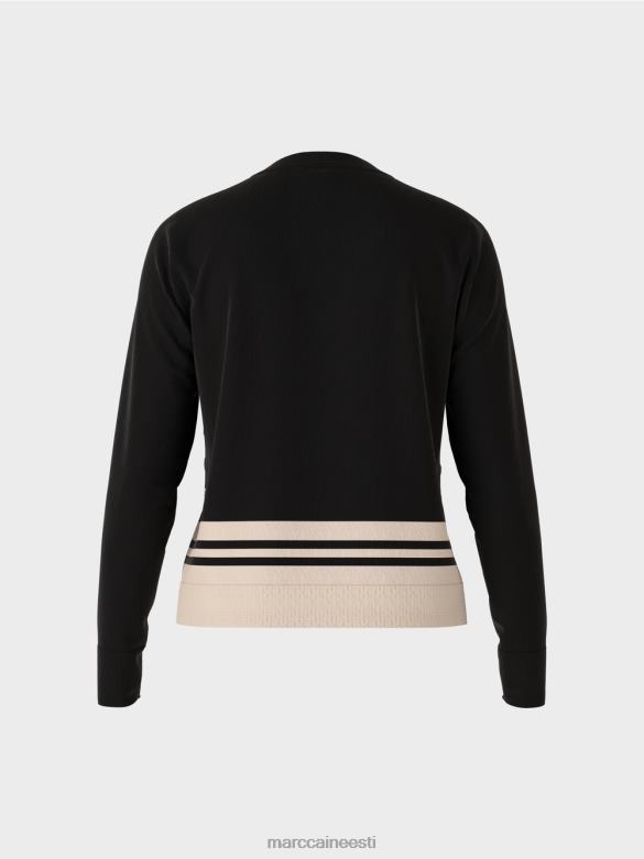 Marc Cain Riietus \"koos ümber mõtlema\" villane kampsun J8DT1052 must ja valge