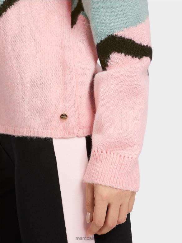 Marc Cain Riietus \"koos ümbermõtlema\" boucle kampsun J8DT1119 pehme puuderroosa