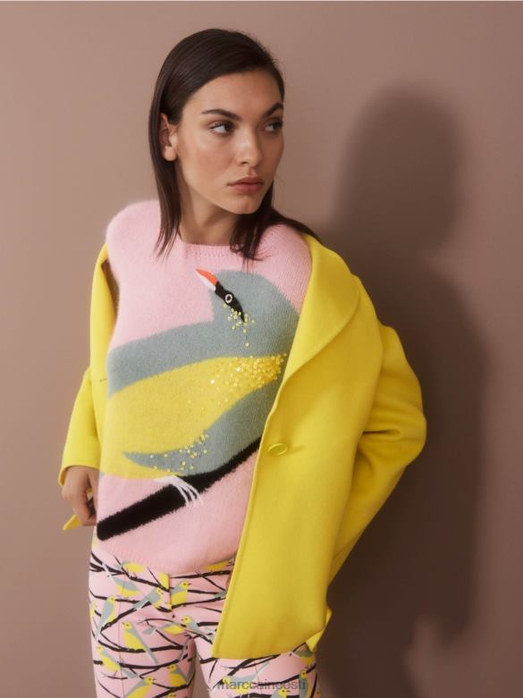 Marc Cain Riietus \"koos ümbermõtlema\" boucle kampsun J8DT1119 pehme puuderroosa