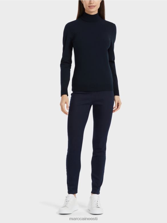 Marc Cain Riietus peenelt kootud "koos ümbermõtlemise" kampsun J8DT1079 kesköösinine