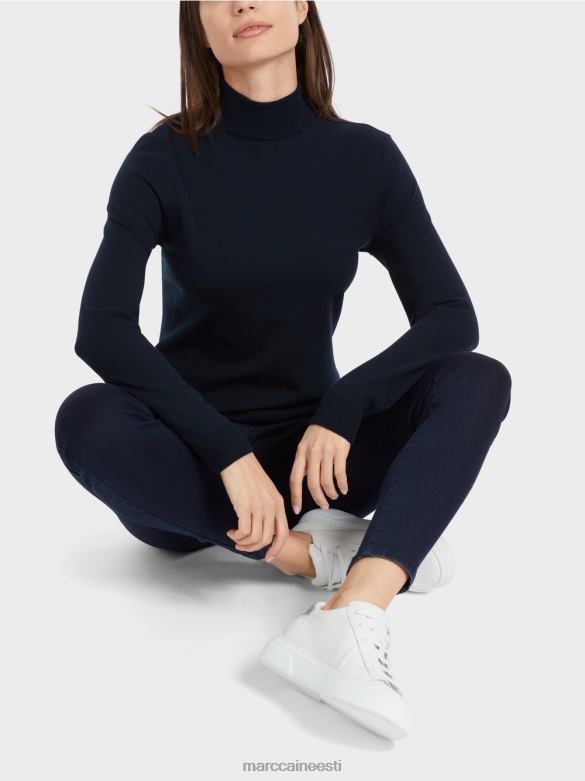 Marc Cain Riietus peenelt kootud \"koos ümbermõtlemise\" kampsun J8DT1079 kesköösinine