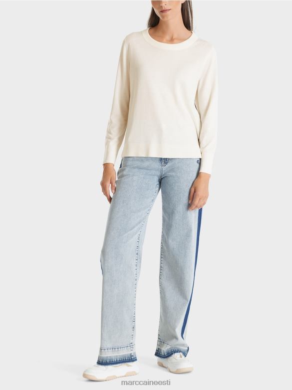 Marc Cain Riietus peenelt kootud \"koos ümbermõtlemise\" kampsun J8DT1102 määrdunudvalge