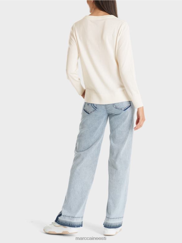 Marc Cain Riietus peenelt kootud \"koos ümbermõtlemise\" kampsun J8DT1102 määrdunudvalge