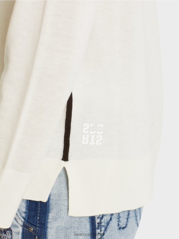 Marc Cain Riietus peenelt kootud \"koos ümbermõtlemise\" kampsun J8DT1102 määrdunudvalge