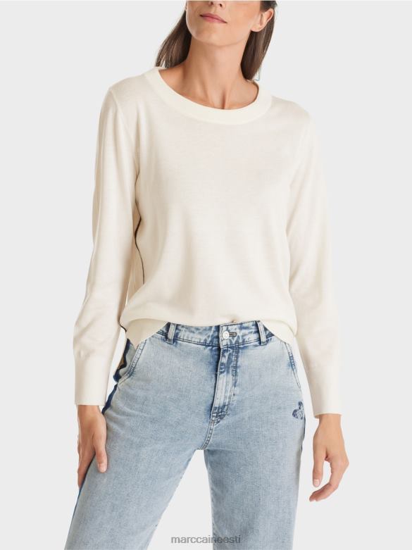 Marc Cain Riietus peenelt kootud \"koos ümbermõtlemise\" kampsun J8DT1102 määrdunudvalge