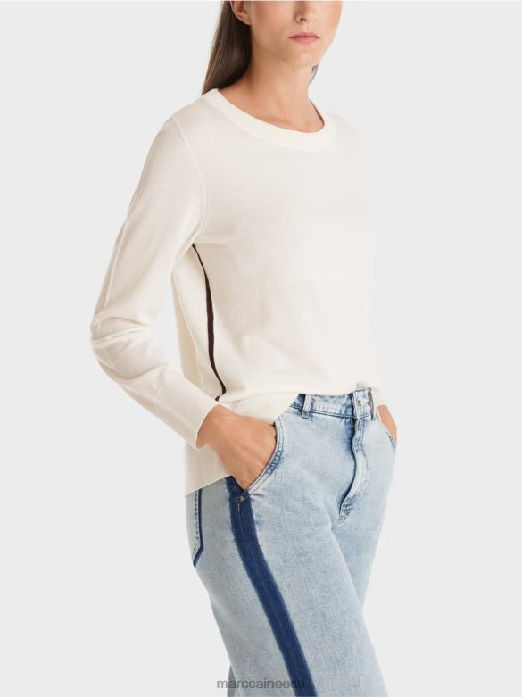 Marc Cain Riietus peenelt kootud \"koos ümbermõtlemise\" kampsun J8DT1102 määrdunudvalge