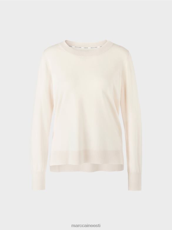 Marc Cain Riietus peenelt kootud \"koos ümbermõtlemise\" kampsun J8DT1102 määrdunudvalge