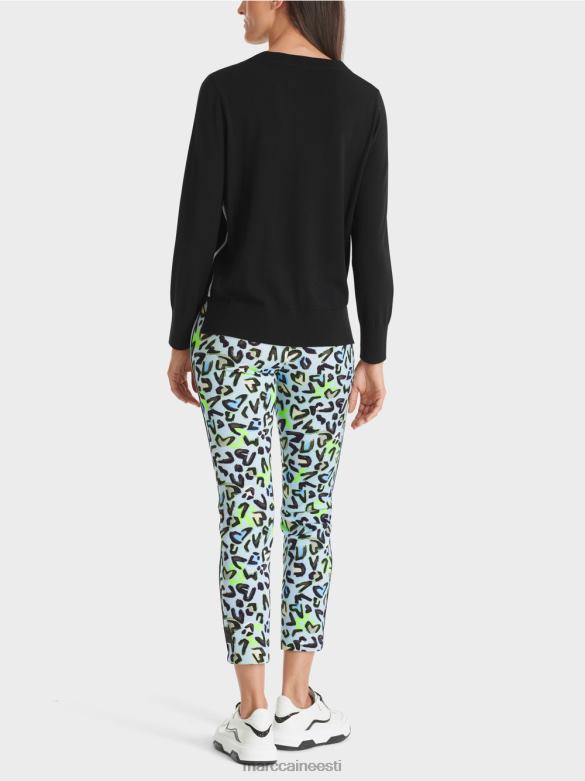 Marc Cain Riietus peenelt kootud \"koos ümbermõtlemise\" kampsun J8DT1109 must