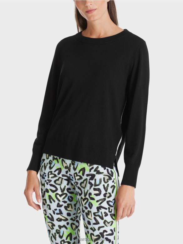 Marc Cain Riietus peenelt kootud \"koos ümbermõtlemise\" kampsun J8DT1109 must