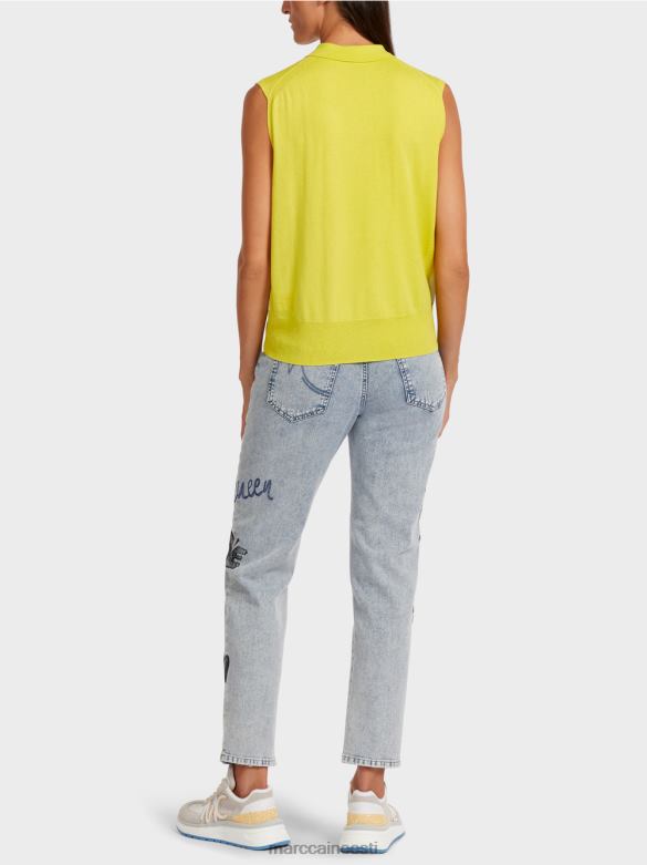 Marc Cain Riietus peenest koest varrukateta polosärk J8DT1190 roheline väävel