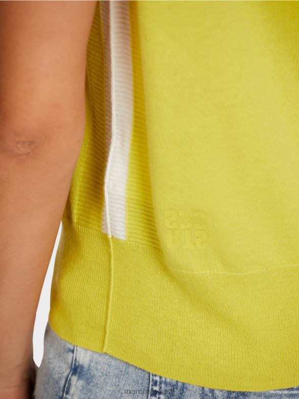 Marc Cain Riietus peenest koest varrukateta polosärk J8DT1190 roheline väävel