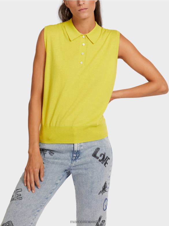 Marc Cain Riietus peenest koest varrukateta polosärk J8DT1190 roheline väävel