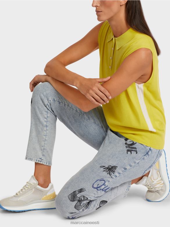 Marc Cain Riietus peenest koest varrukateta polosärk J8DT1190 roheline väävel