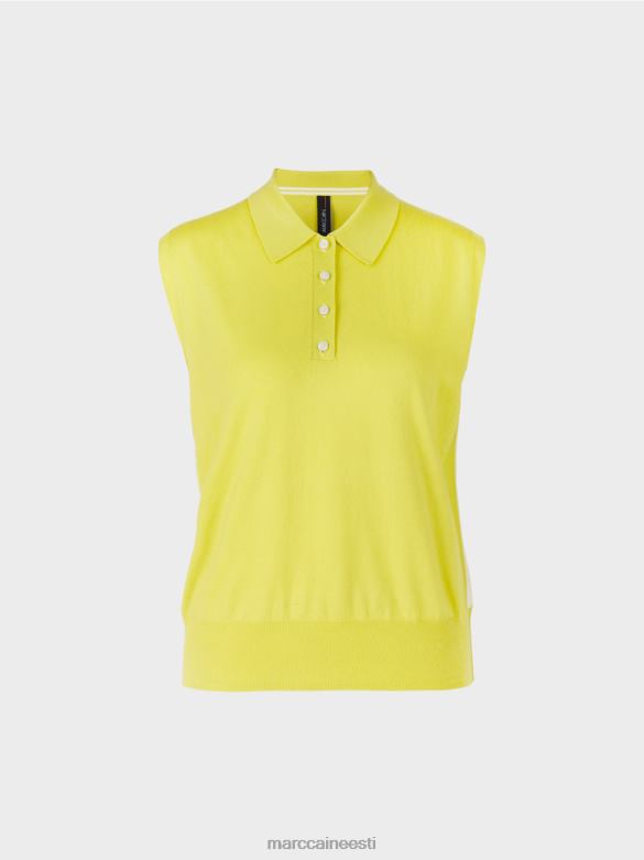 Marc Cain Riietus peenest koest varrukateta polosärk J8DT1190 roheline väävel