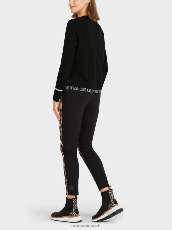 Marc Cain Riietus \"rethink together\" lõhikuga kampsun J8DT1182 must ja valge