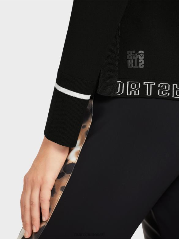 Marc Cain Riietus \"rethink together\" lõhikuga kampsun J8DT1182 must ja valge